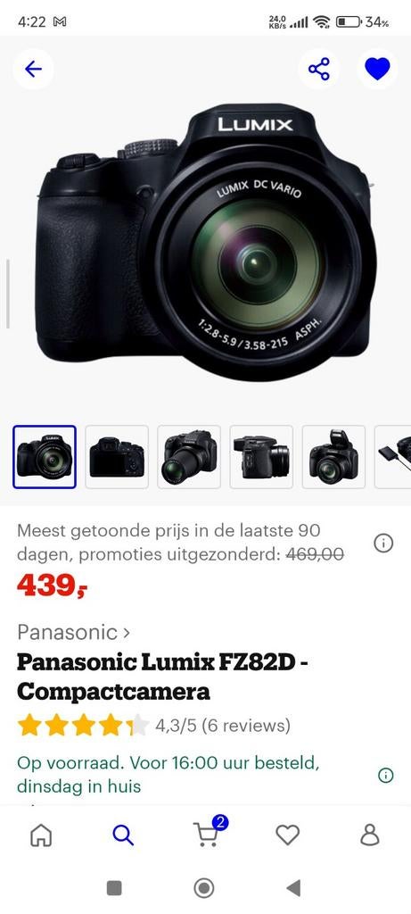 Camera van Panasonic Lumix fz38, Enlèvement