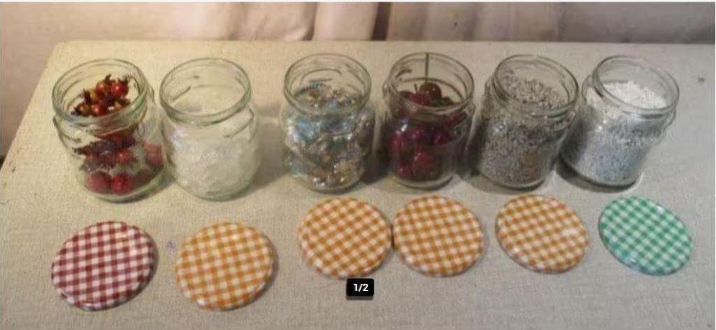 11 Potjes met allerlei Decoratiemateriaal / Knutselmateriaal, Ophalen of Verzenden, Zo goed als nieuw