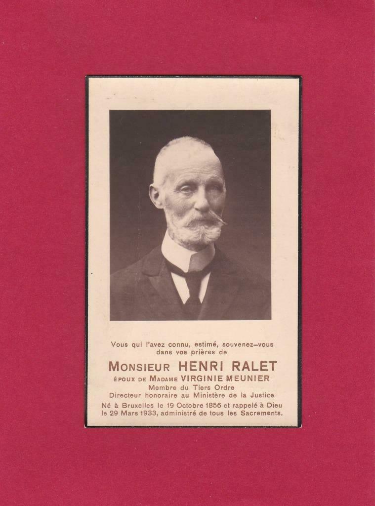 DP Henri Ralet, Verzenden, Bidprentje