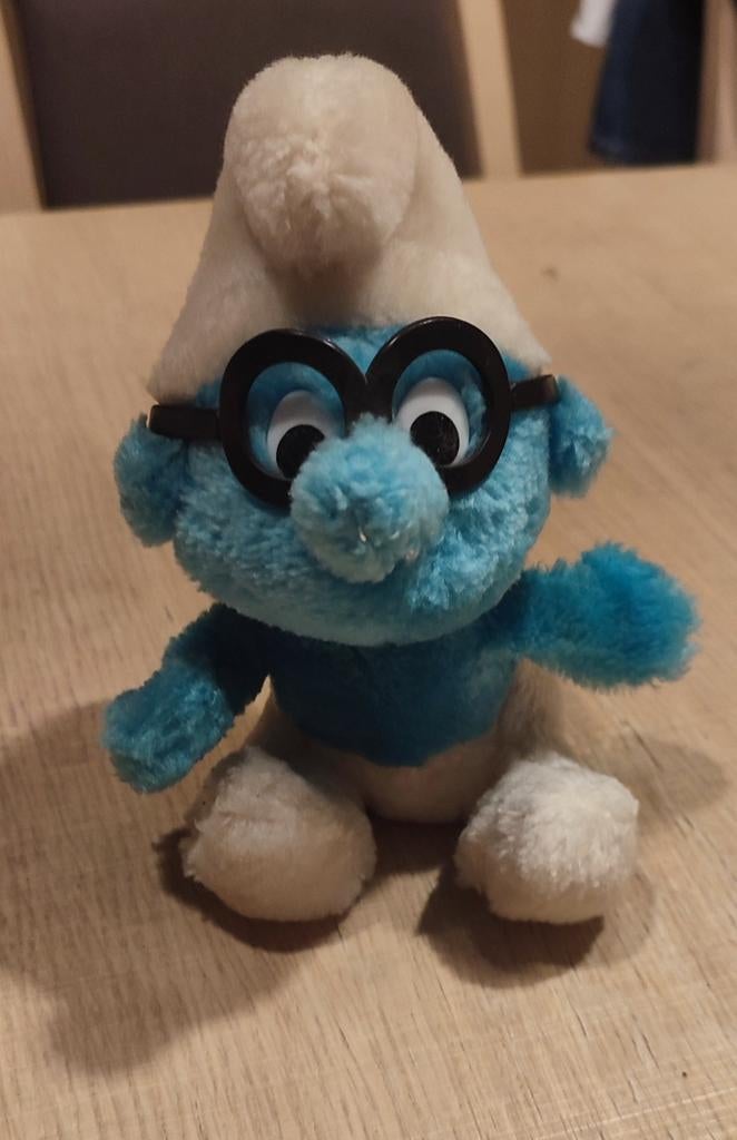Peluche Schtroumpf à lunettes de 1983 vintage collector, Enlèvement, Utilisé, Schtroumpf à Lunettes