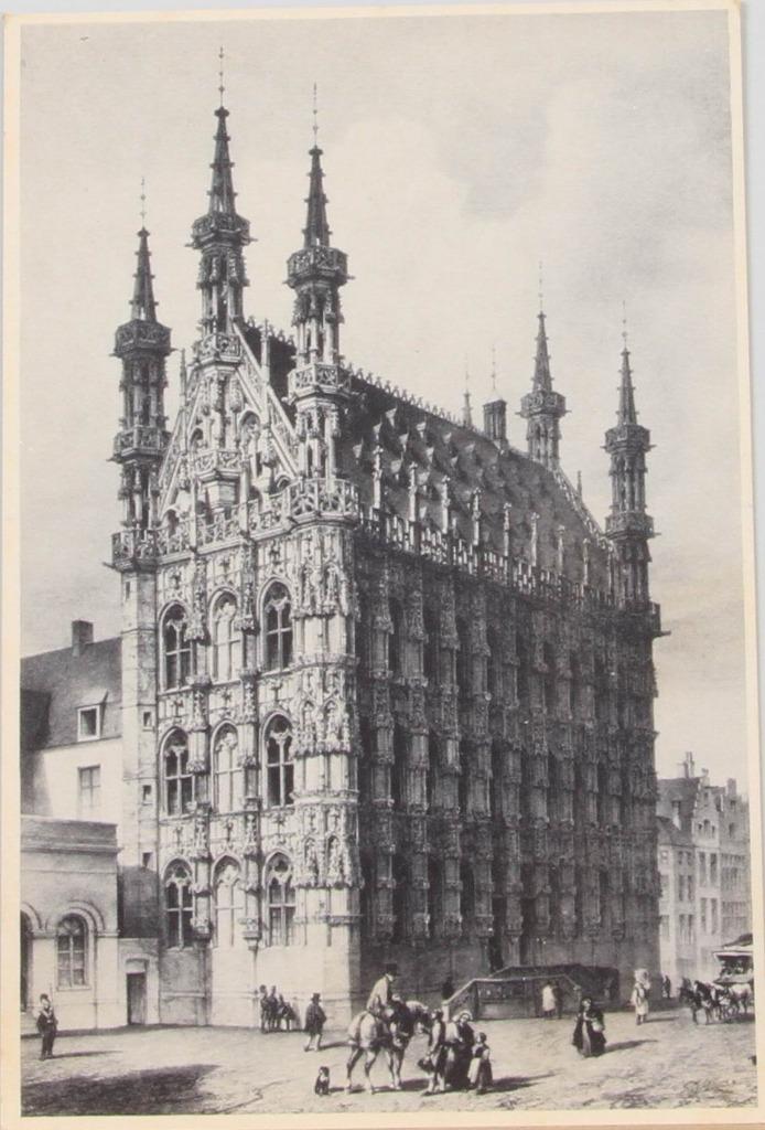 Oude postkaart stadhuis van Leuven, Ophalen of Verzenden, Ongelopen, Vlaams-Brabant