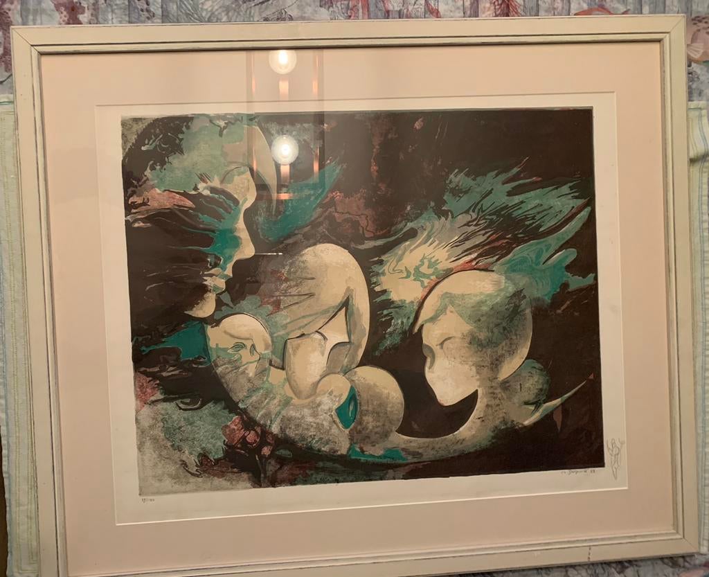 Charles Delporte - lithographie - Mère et enfant, Enlèvement ou Envoi