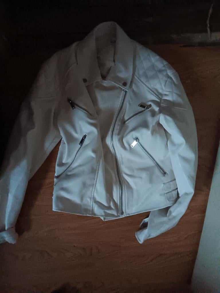 Veste cuir blanche C&A, Taille 46/48 (XL) ou plus grande, Enlèvement ou Envoi, Comme neuf, Blanc