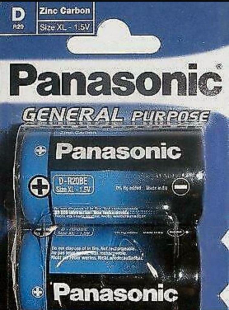 pack de 2 piles Panasonic 1,5V D / R20 (LR20) XL, Enlèvement ou Envoi, Neuf