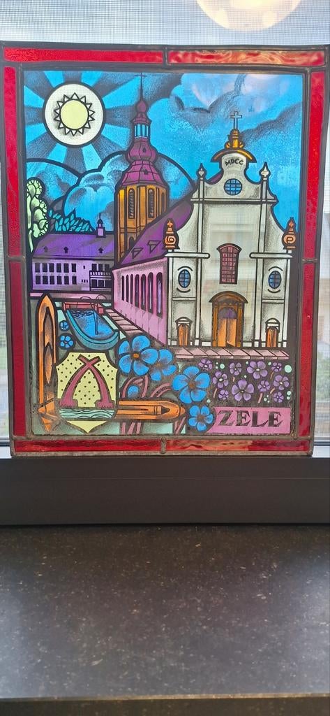 Glas in lood gemeente Zele, Antiek en Kunst, Ophalen of Verzenden