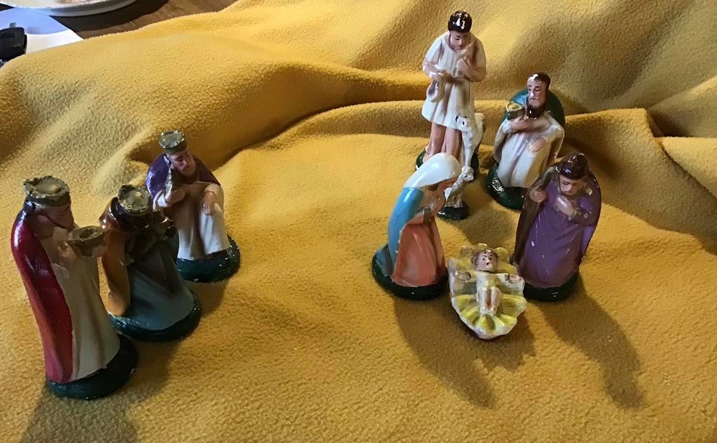 Vintage kerstbeelden Jozef Maria Jezus herders koningen, Ophalen of Verzenden, Zo goed als nieuw