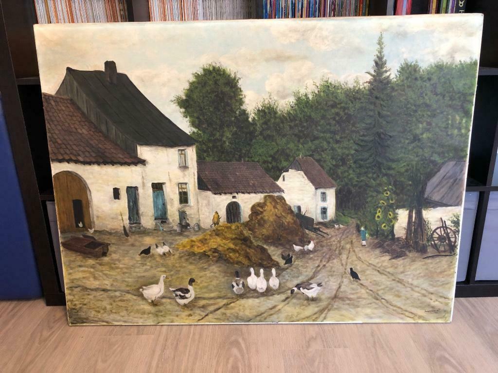 Schilderij boerderij (+- 1975) 120X90cm, Enlèvement