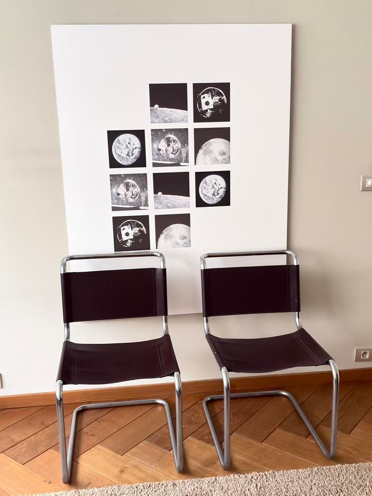 2 vintage / tweedehands Bauhaus-stijl / stoelen, Ophalen, Leer, Twee