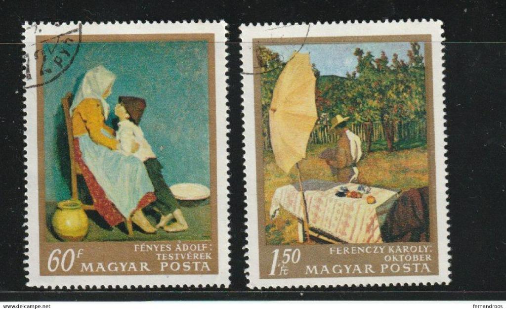 HONGRIE MAGYAR POSTA TIMBRES 1967 TABLEAUX DE BUDAPEST TIMBR, Postzegels en Munten, Ophalen of Verzenden, Gestempeld