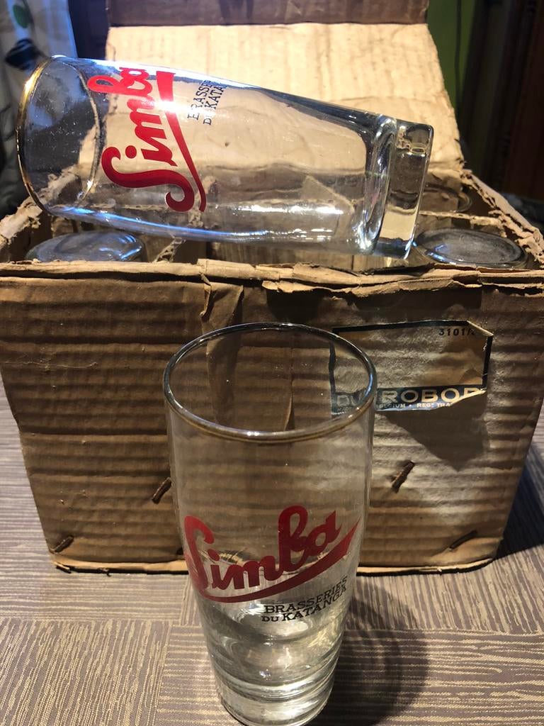 6 oude bierglazen SIMBA 25 cl, Verzamelen, Biermerken, Ophalen of Verzenden, Zo goed als nieuw, Glas of Glazen, Overige merken