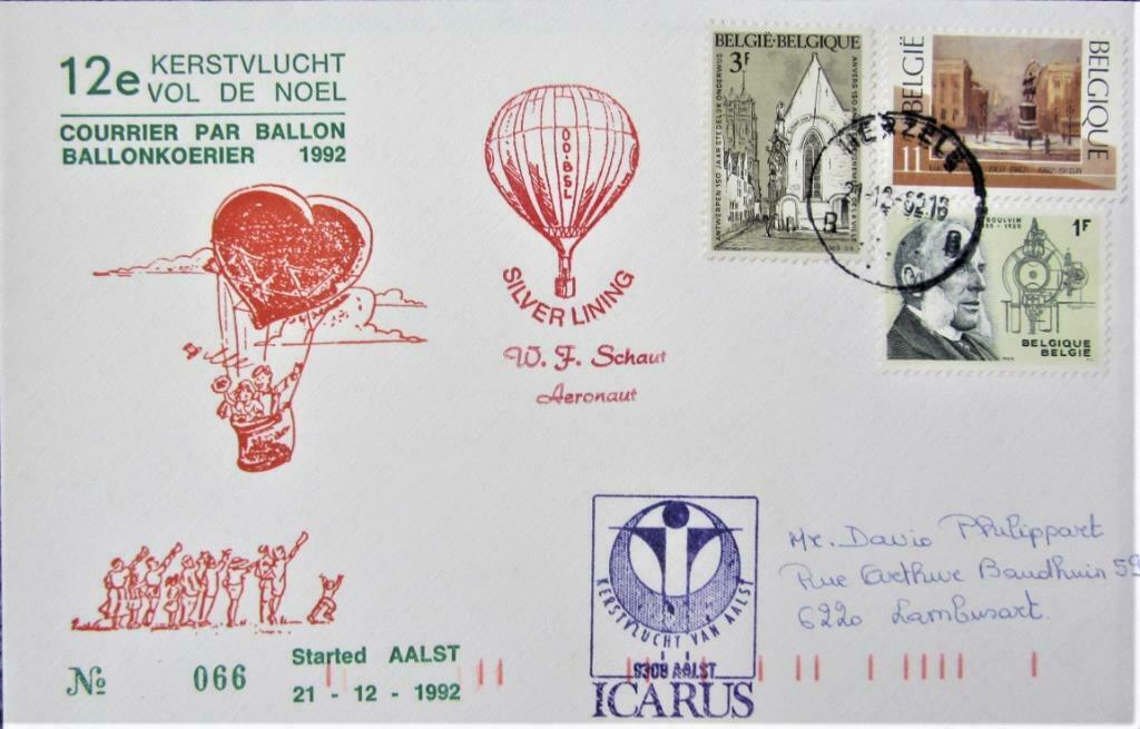 FDC- BELGIË- BALLONPOST- HERZELE, Enlèvement ou Envoi, Affranchi, Autres thèmes