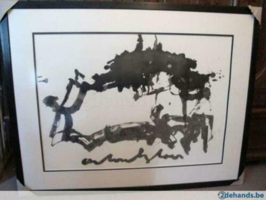 Anton Heyboer groot schilderij ingekaderd 138 x 108 cm, Ophalen of Verzenden