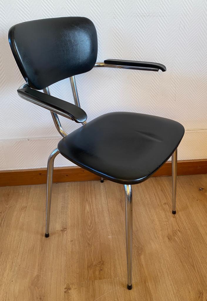Tubax stoel uit de jaren 50 chroom en zwart kunstleer, Ophalen