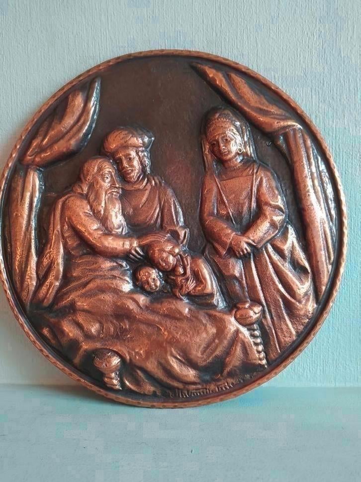 Koperen wandbord, gesigneerd, Ophalen of Verzenden, Koper
