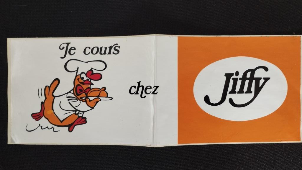Grand autocollant vintage restaurant JIFFY Bruxelles, Envoi, Utilisé, Magasin ou Supermarché