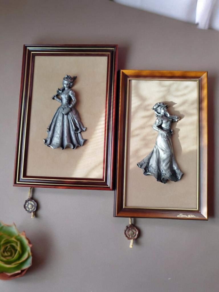 Reliëfsculptuur Tin Schilderij Prent Set Paar, Verzenden