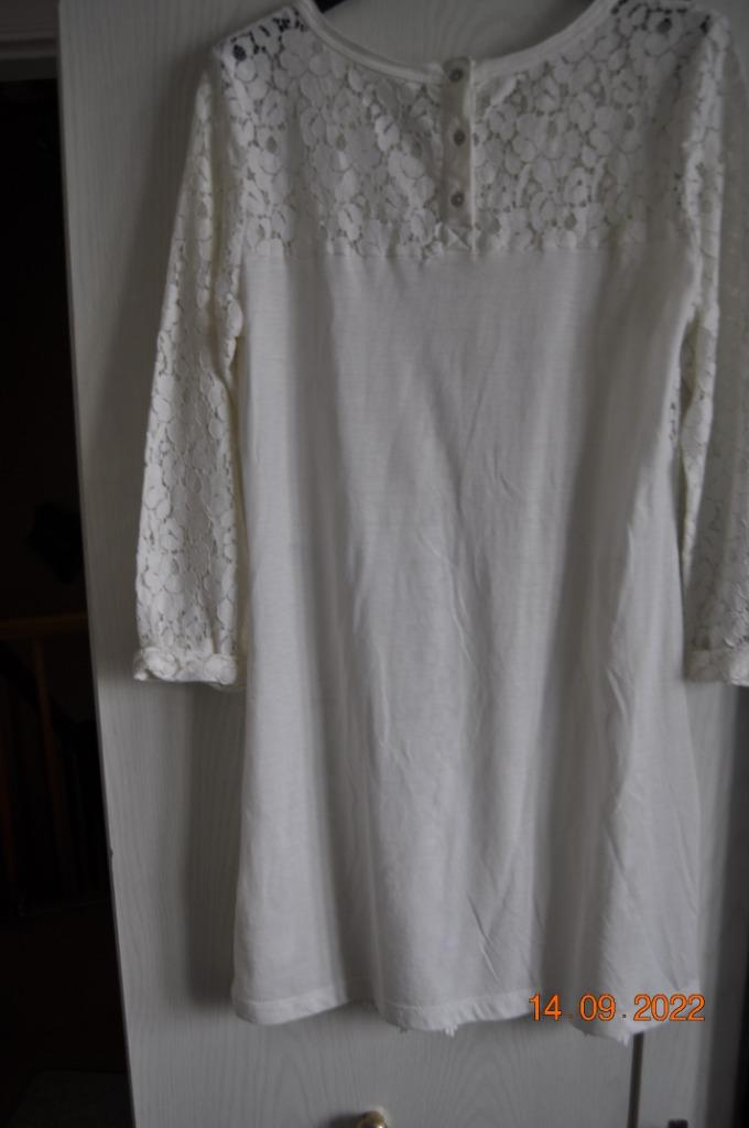 Robe blanche dos dentelle, Kleding | Dames, Jurken, Gedragen, Maat 36 (S), Wit, Boven de knie, Ophalen of Verzenden