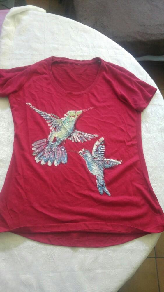 T-shirt femme rouge  oiseaux taille s, Enlèvement ou Envoi, Porté, Rouge