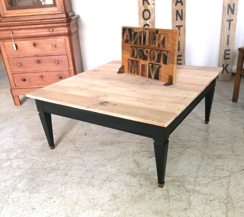 Ancien plateau de table basse robuste en bois de palette 94, Moins de 50 cm, 50 à 100 cm, Carré, Enlèvement