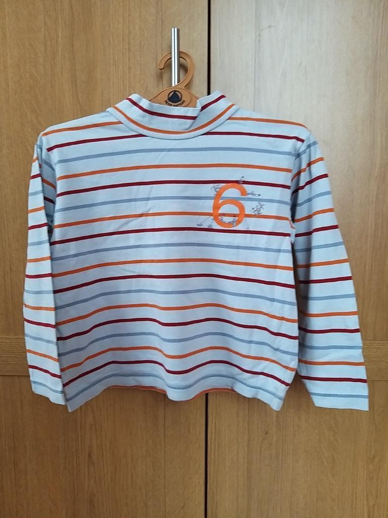 Petit Bateau pull à col roulé lignes 8 ans bleu orange rouge, Garçon ou Fille, Enlèvement ou Envoi, Chemise ou À manches longues