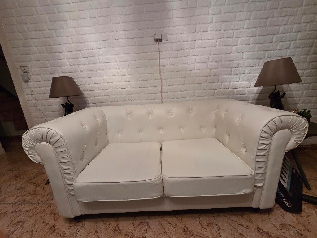 Sofa's witte kleur 4 plaats of meer 160x70x75, Minder dan 75 cm, Leer, Ophalen of Verzenden, Zo goed als nieuw