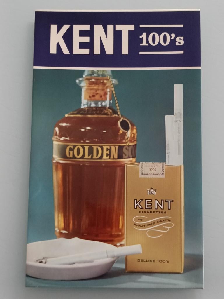 Oude Kent 100's sigaretten reclame bordje., Verzamelen, Ophalen of Verzenden, Zo goed als nieuw, Reclamebord