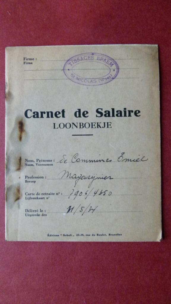 Loonboekje De Commines Emiel, Ophalen of Verzenden, Gebruikt