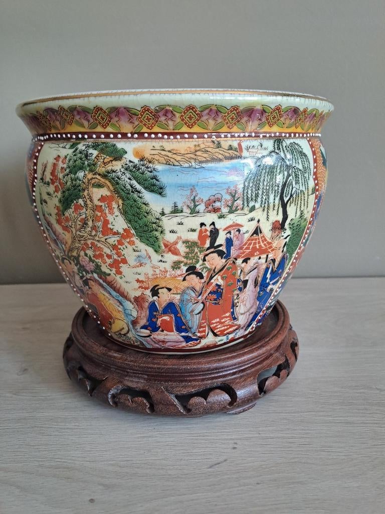 Vintage Chinese handgeschilderde porseleinen Jardiniere, Antiek en Kunst, Ophalen