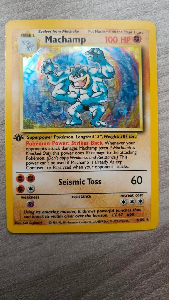Machamp holo first edition, Ophalen, Zo goed als nieuw