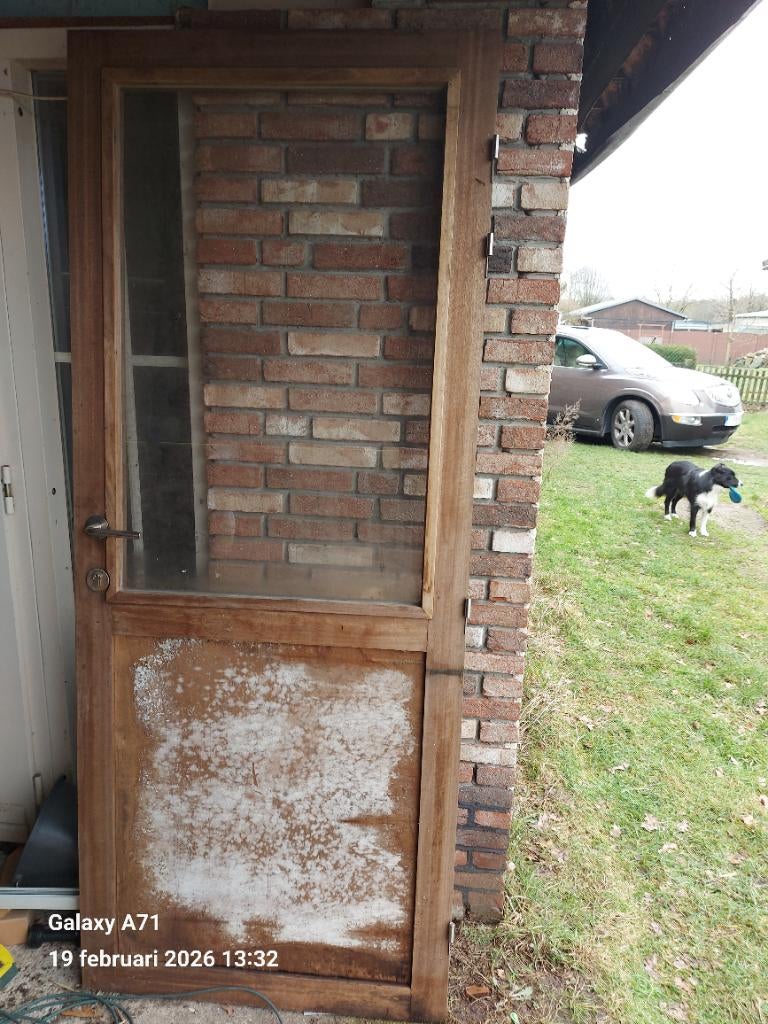 Buitendeur, hardhout, Doe-het-zelf en Bouw, Deuren en Vliegenramen, Ophalen, Gebruikt, Hout, Buitendeur