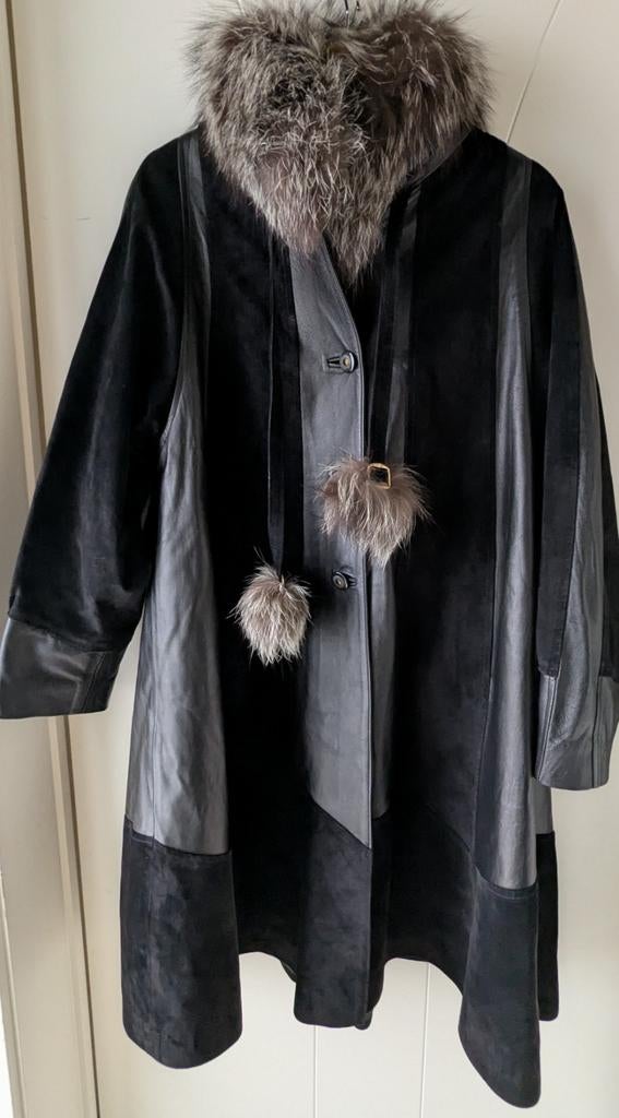 Vintage glam Modieuze leren/Daim mantel, Kleding | Dames, Ophalen of Verzenden, Maat 38/40 (M)