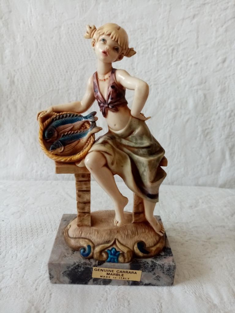 Figurine italienne Simonetti.Fontenini cire/ marbre 18cm 60s, Enlèvement ou Envoi, Comme neuf, Humain