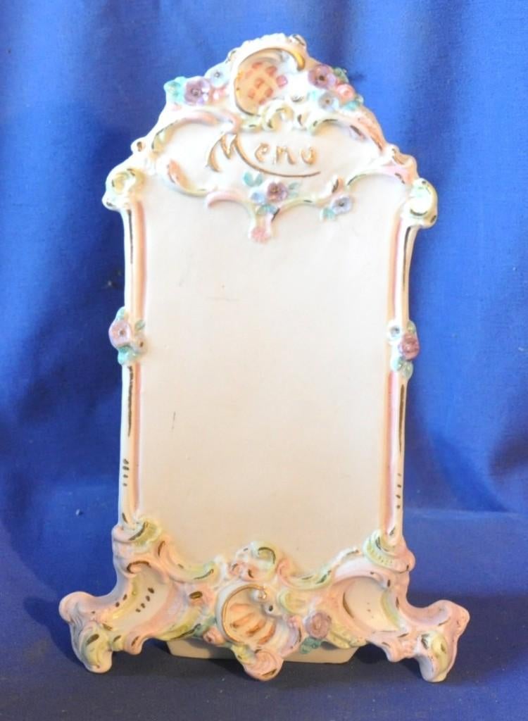 ancien porte menu de table en porcelaine biscuit, Ophalen of Verzenden
