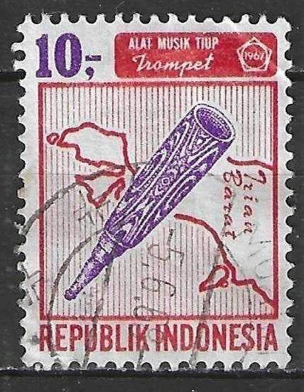 Indonésie 1967 - Yvert 509 - Instruments de musique (ST), Envoi, Affranchi