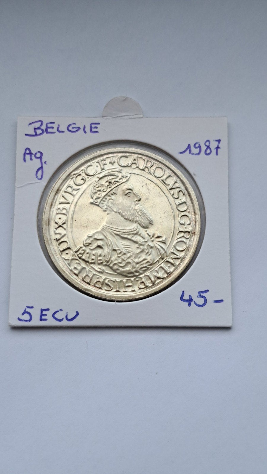 Belgique 5 ECU 1987 AG NICE, Timbres & Monnaies, Enlèvement ou Envoi