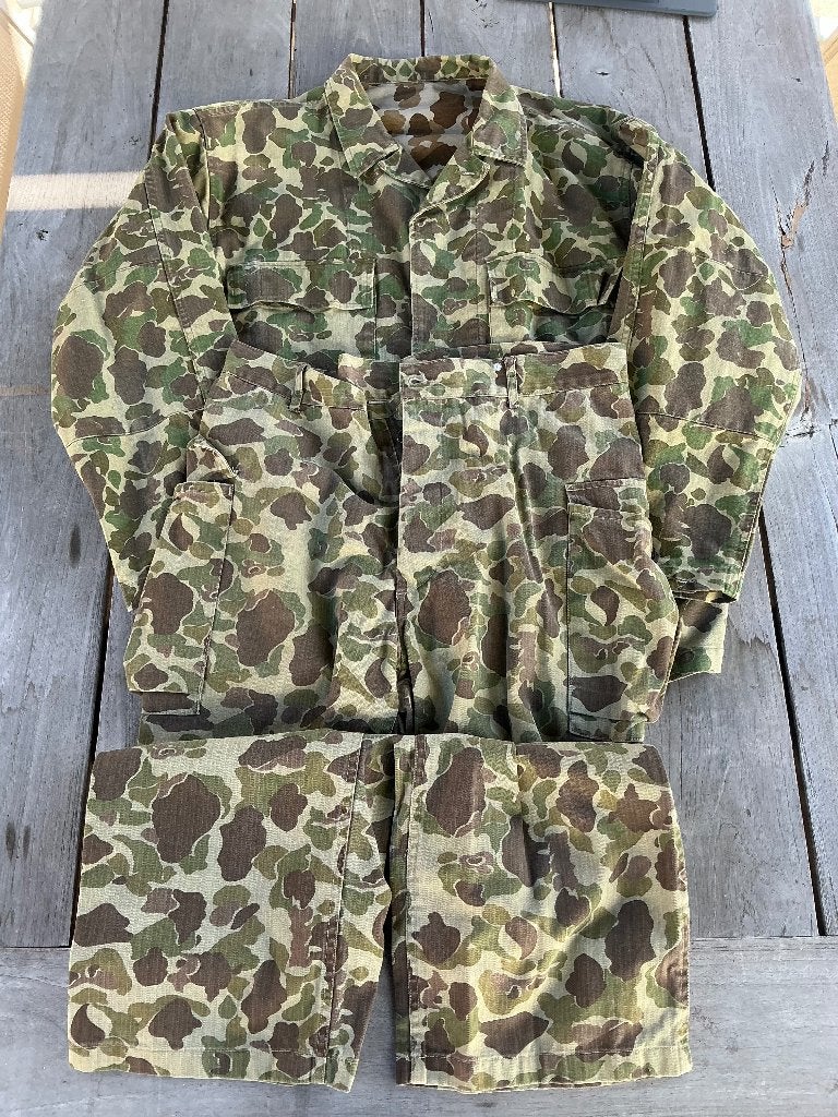 US WWII WO2 reenactors HBT Camo broek en jas, Verzamelen, Ophalen of Verzenden