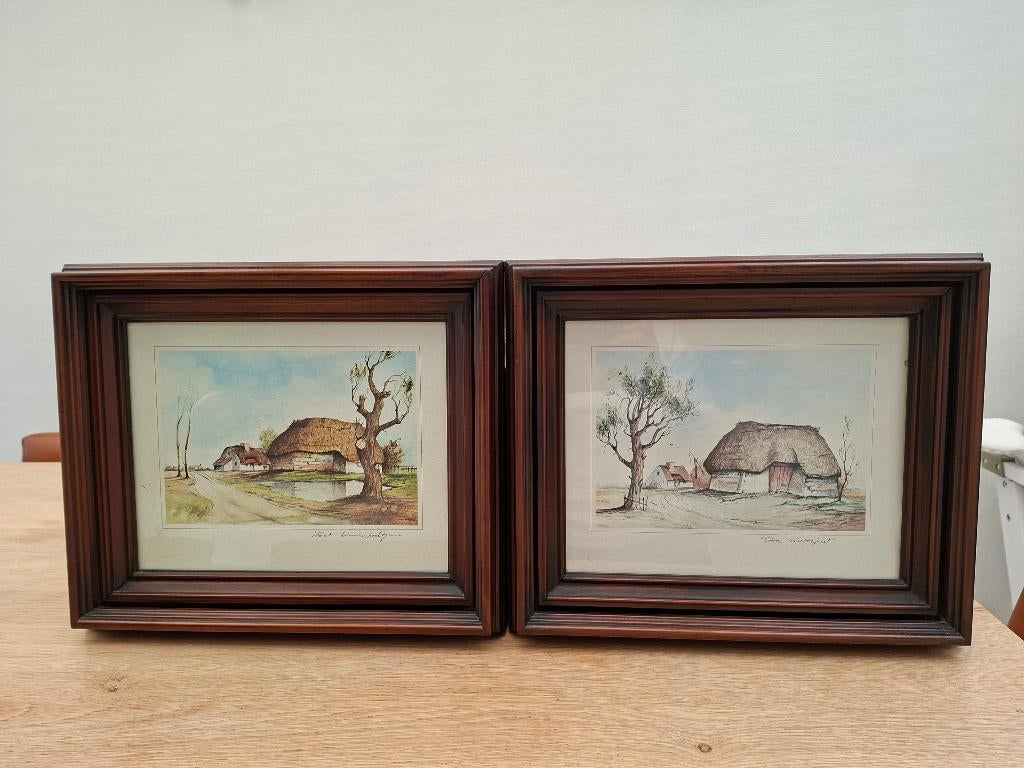Acquarel schilderijen 40x34, Antiek en Kunst, Ophalen
