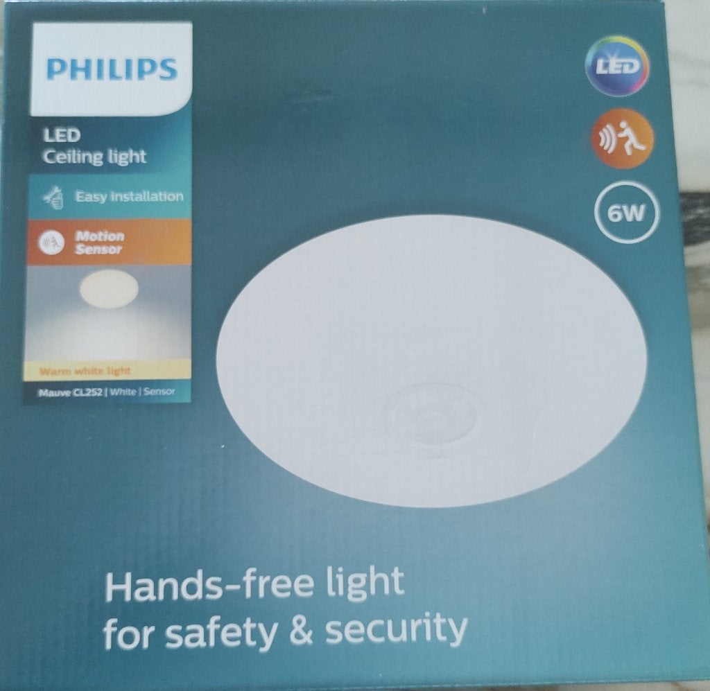 Plafonnier LED Philips avec détecteur mouvement et lumière, Enlèvement ou Envoi, Comme neuf, Synthétique
