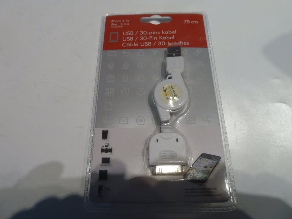 Cable USB/30-pins Kabel 75 CM : Iphone 4-4S  : 360 Pièces, Télécoms, Enlèvement, Neuf
