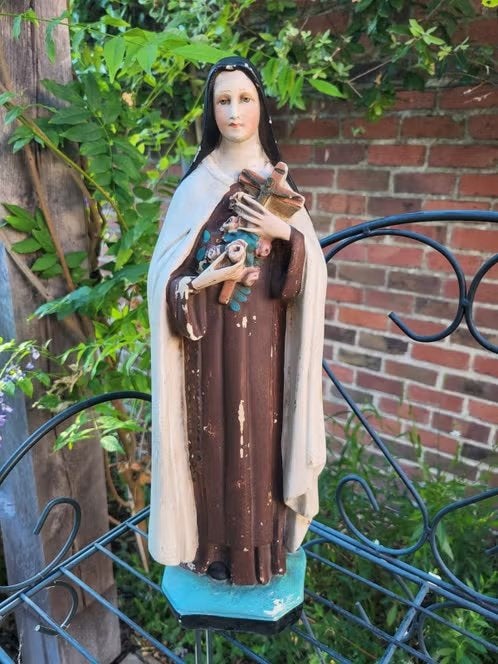 Antiek Gipsen Beeld Heilige Theresia van Lisieux, Antiek en Kunst, Ophalen of Verzenden