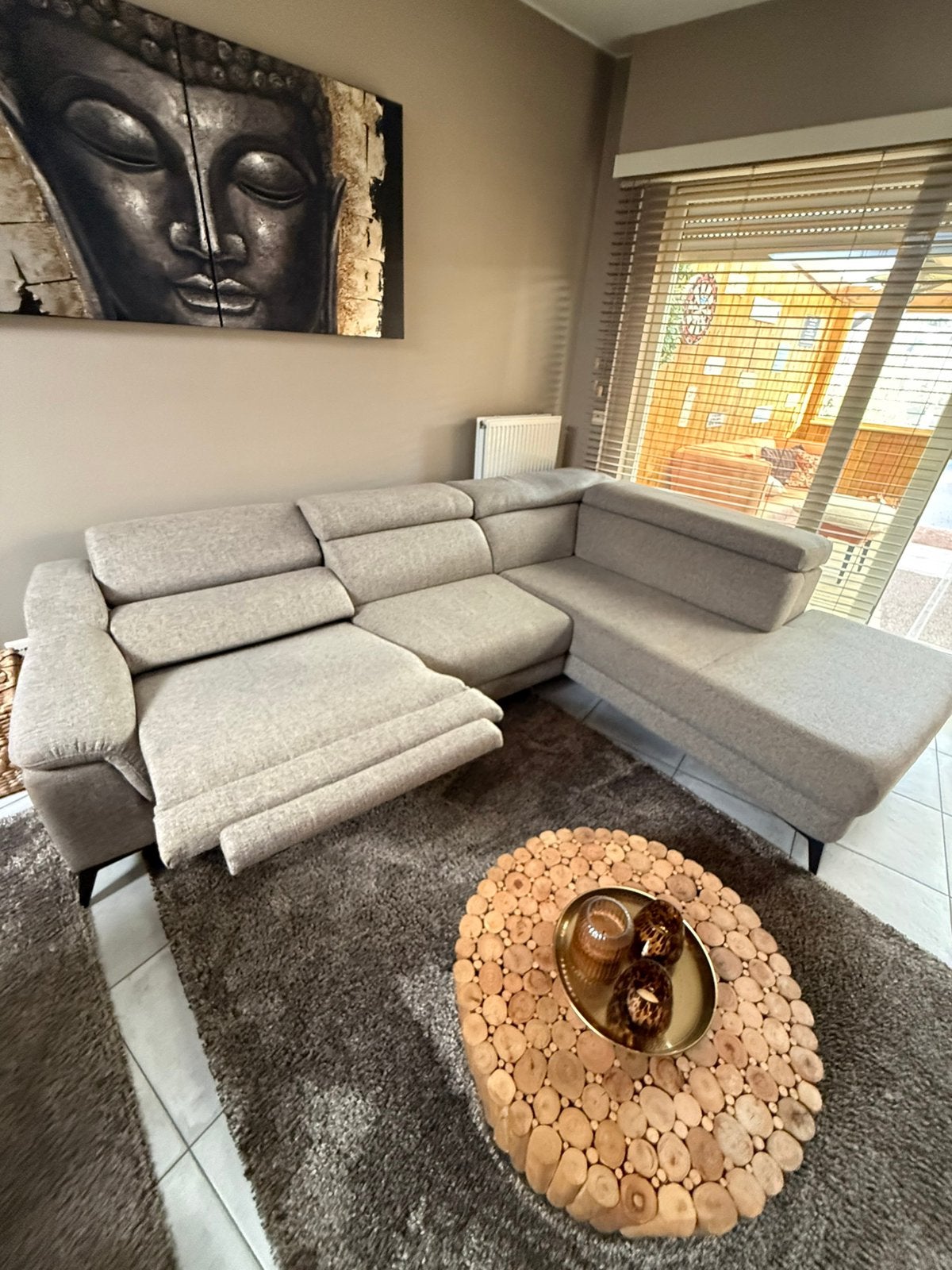Hoeksalon met electrische relax, Ophalen, Zo goed als nieuw, Stof