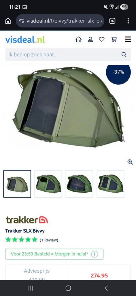 Trakker slx 100 bivvy, Watersport en Boten, Ophalen