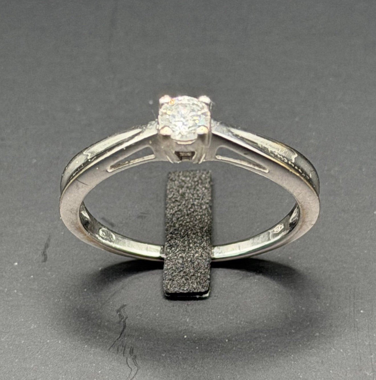 18K witgouden verlovingsring met natuurlijke diamant- 18,5mm, 18 tot 19, Ophalen of Verzenden, Met edelsteen, Dame