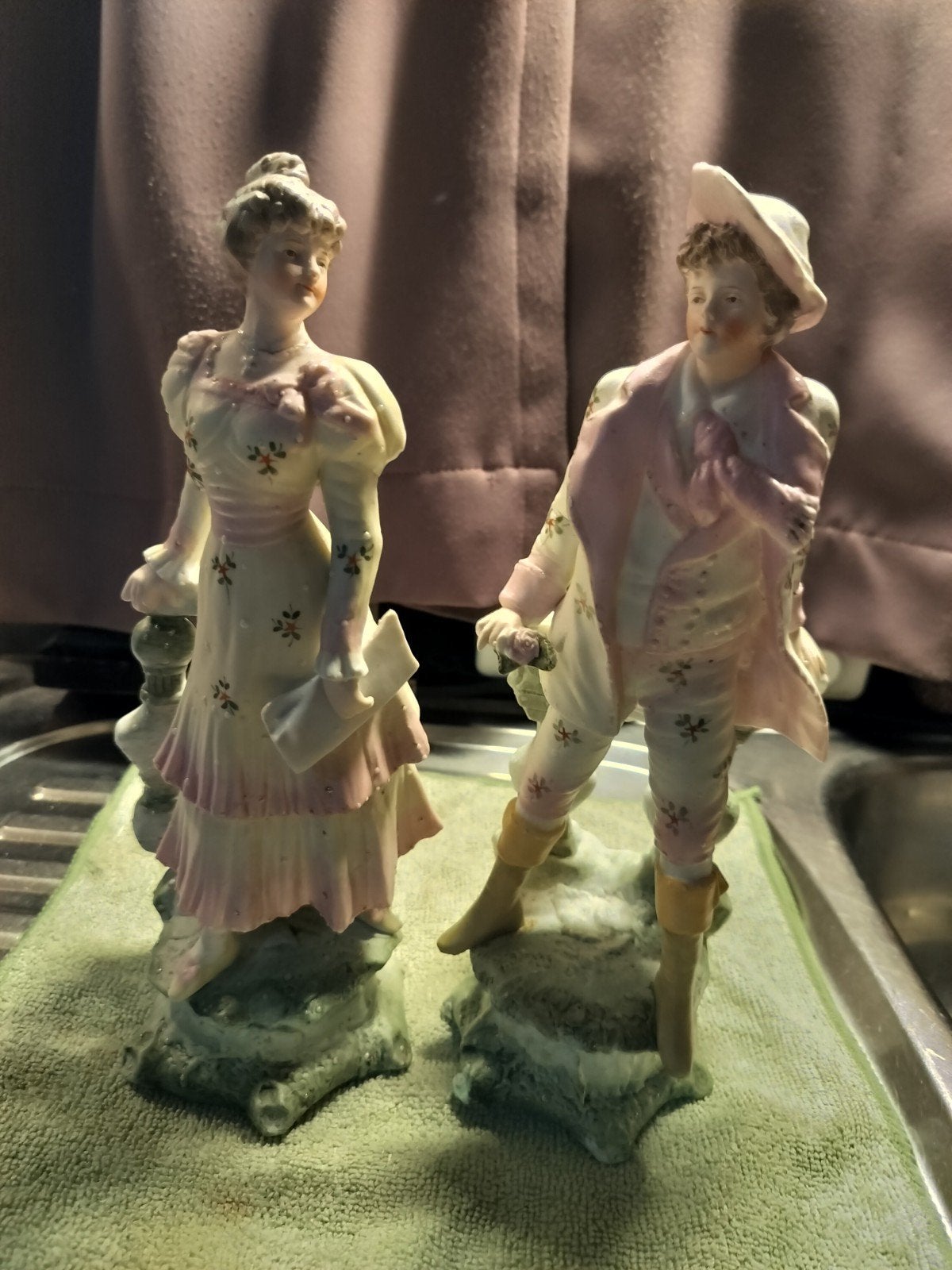 3 koppels oude beelden uit inboedel biskwi, Antiek en Kunst, Ophalen of Verzenden