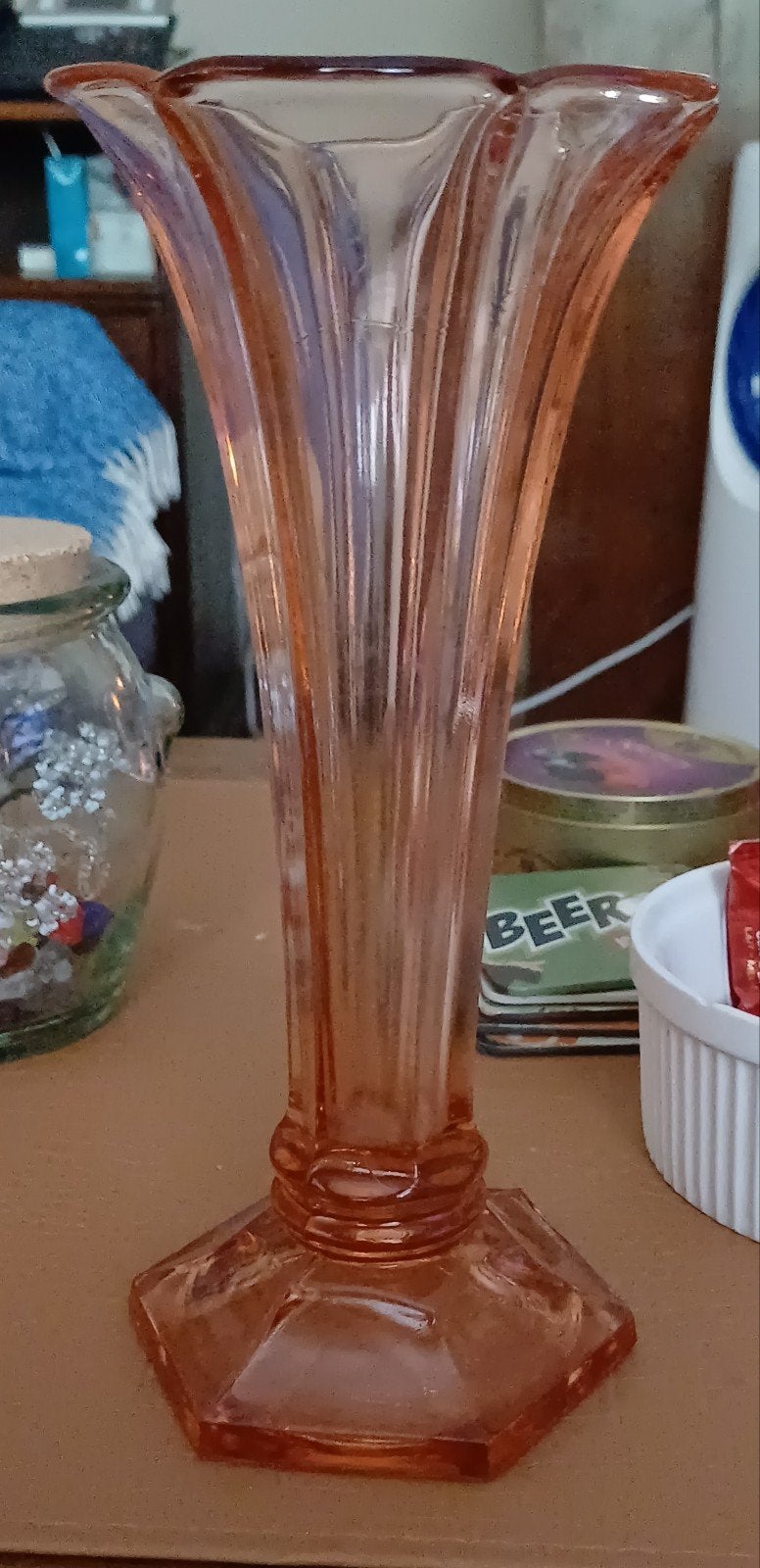 Vase trompette Art Déco rose saumon, Antiquités & Art, Enlèvement
