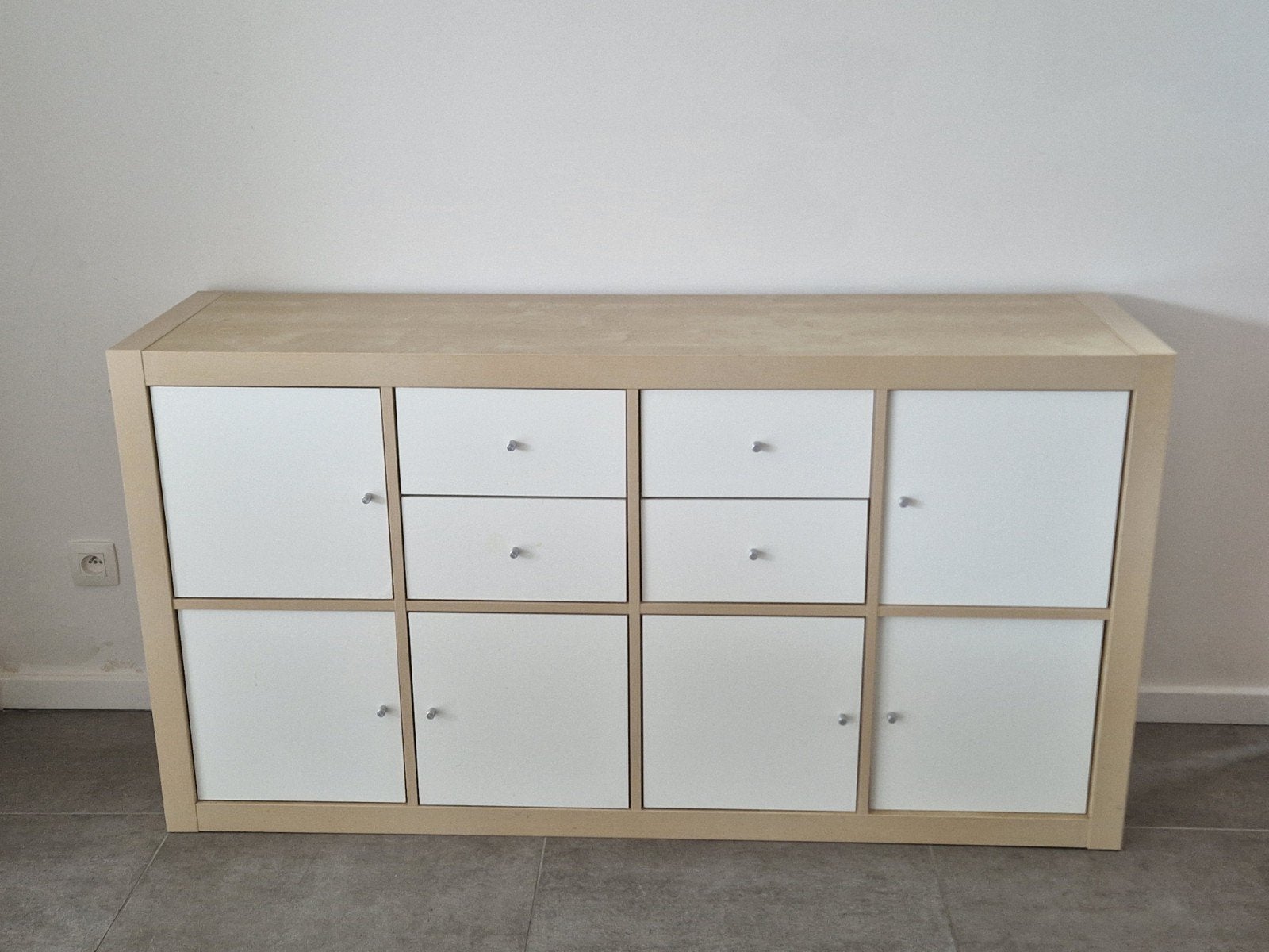 Ikea Kallax dressoir 2x4 met deuren en laden, Huis en Inrichting, Ophalen, Gebruikt, Met deur(en)