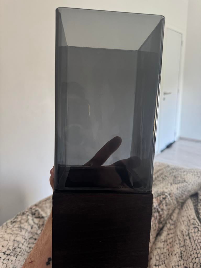 Vase Transparent en acrylique noir avec socle en bois, Maison & Meubles, Accessoires pour la Maison | Vases, Neuf, Moins de 50 cm