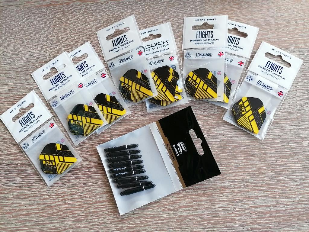 Harrows NX90 Flights & Target Pro Grip Spin Short Shafts., Sport en Fitness, Darts, Ophalen of Verzenden, Nieuw, Flights
