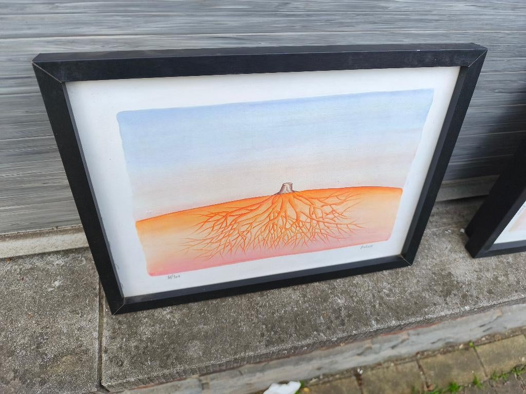 Lithographie signe jean Michel folon, Enlèvement ou Envoi