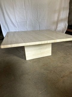 Travertin Salontafel 1 x 1 m,  dikte 3 cm afgerond, Huis en Inrichting, Ophalen, Overige materialen, 50 tot 100 cm, Vierkant